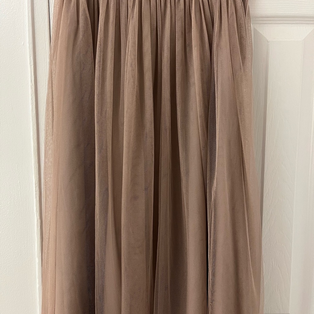 Reiss Brown Midi A-Line Skirt with Pleats